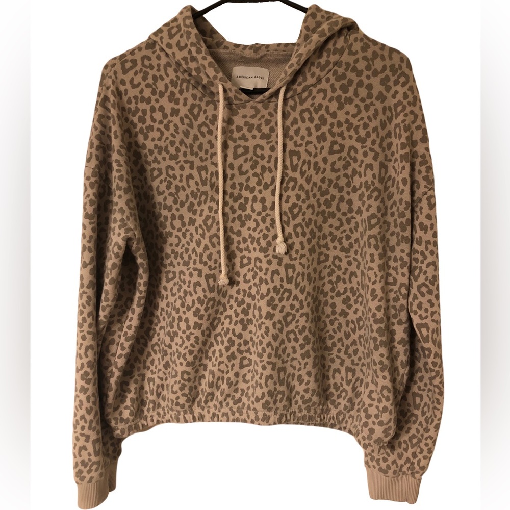 American Eagle Leopard Print Pullover Hoodie Size Medium
